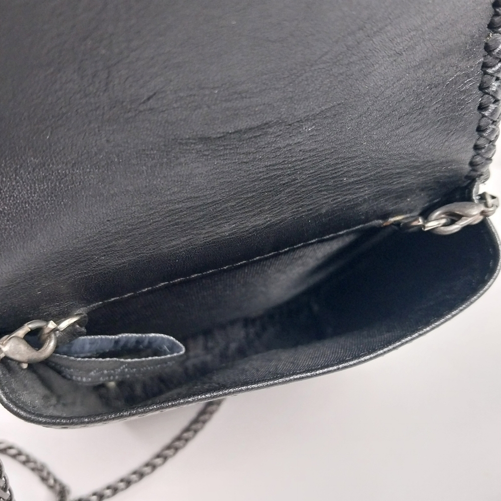 Vtg Home Interiors Special Edition Black Leather Mini Shoulder bag Metal Chain - Picture 8 of 10